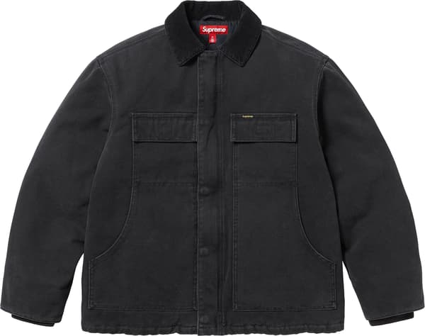 Supreme Old English Canvas Work Jacket - Black (front)