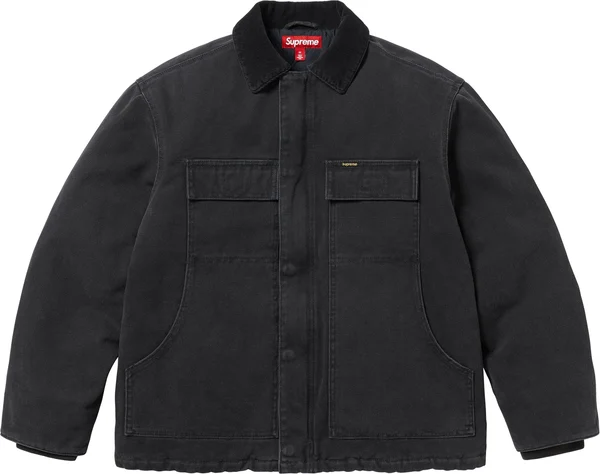 Supreme Old English Canvas Work Jacket - Black (front)