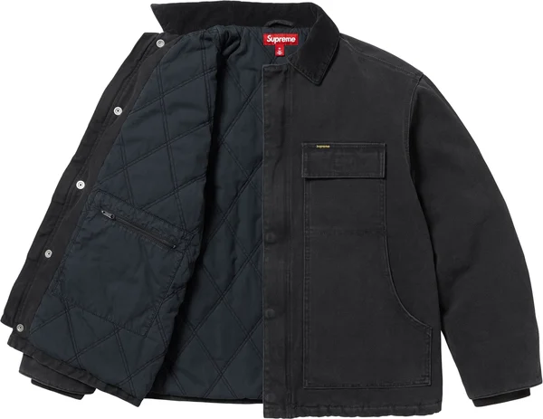 Supreme Old English Canvas Work Jacket - Black (front)