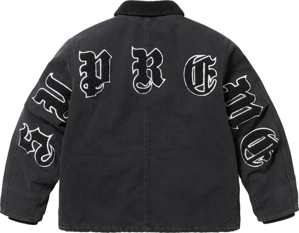 Supreme Old English Canvas Work Jacket - Black (front)