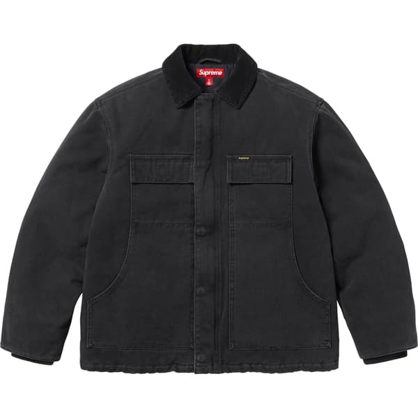 Supreme Old English Canvas Work Jacket - Black (front)