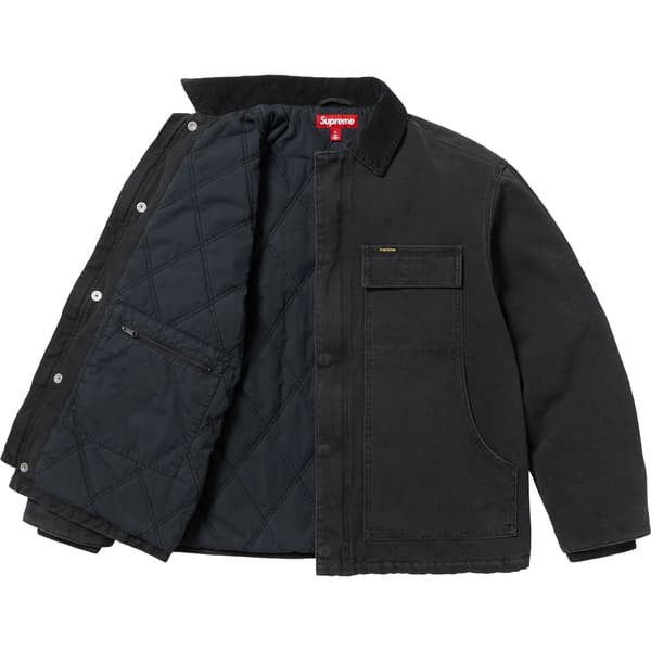 Supreme Old English Canvas Work Jacket - Black (front)