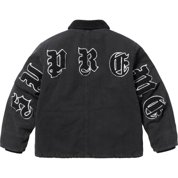 Supreme Old English Canvas Work Jacket - Black (front)