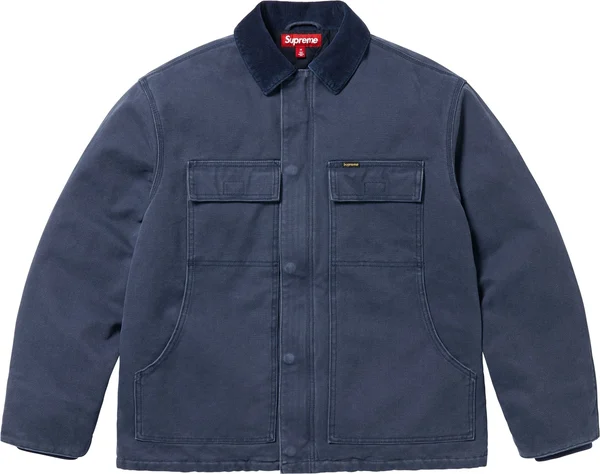Supreme Old English Canvas Work Jacket - Navy (front)