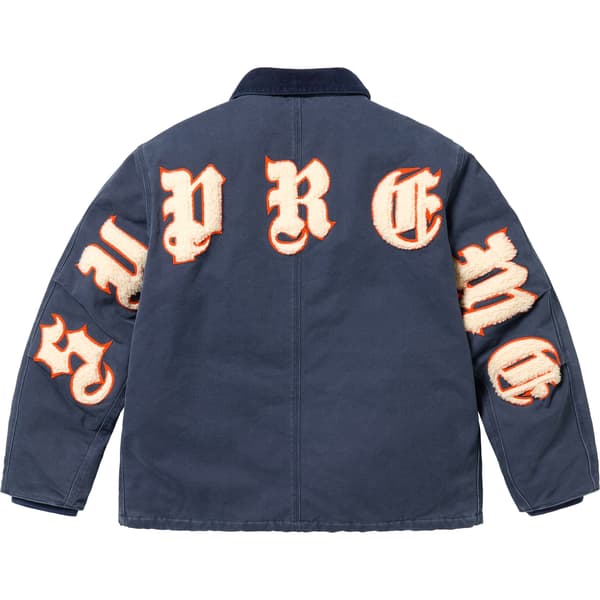 Supreme Old English Canvas Work Jacket - Navy (front)