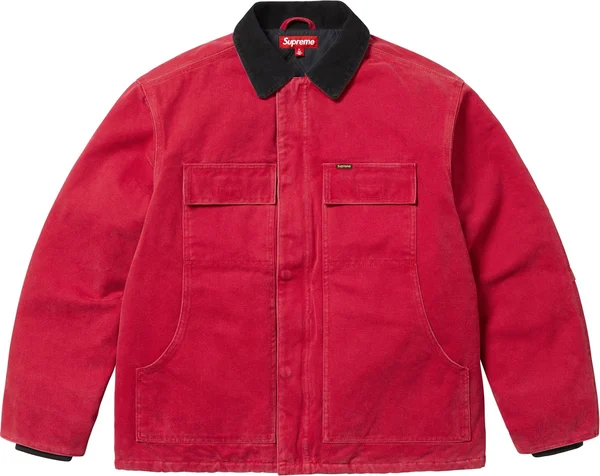 Supreme Old English Canvas Work Jacket - Red (front)