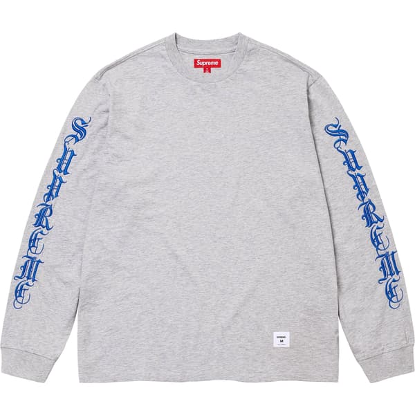Supreme Old English L/S Top - Heather Grey (front)