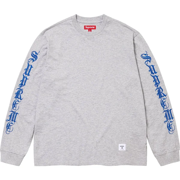 Supreme Old English L/S Top - Heather Grey (front)