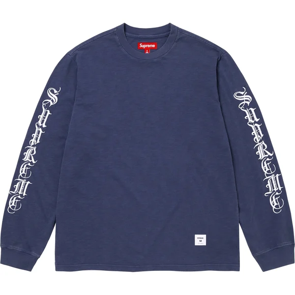 Supreme Old English L/S Top - Navy (front)