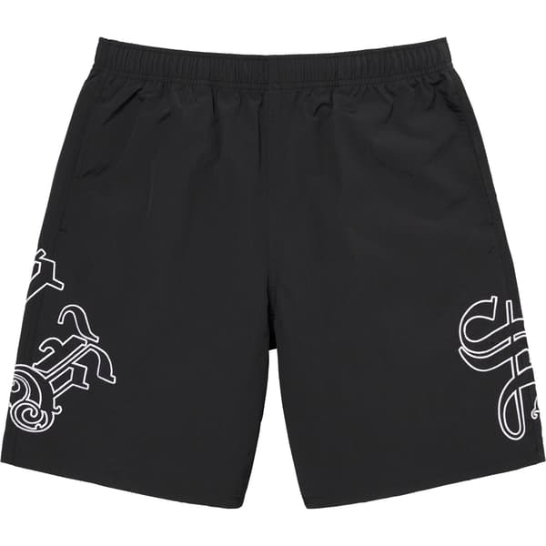 Supreme Old English Nylon Short - Black (front)