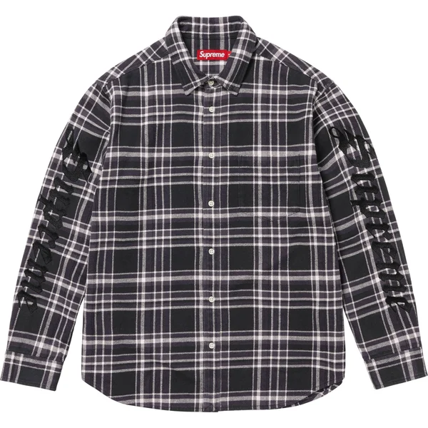 Supreme Old English Plaid Flannel Shirt - Black (front)