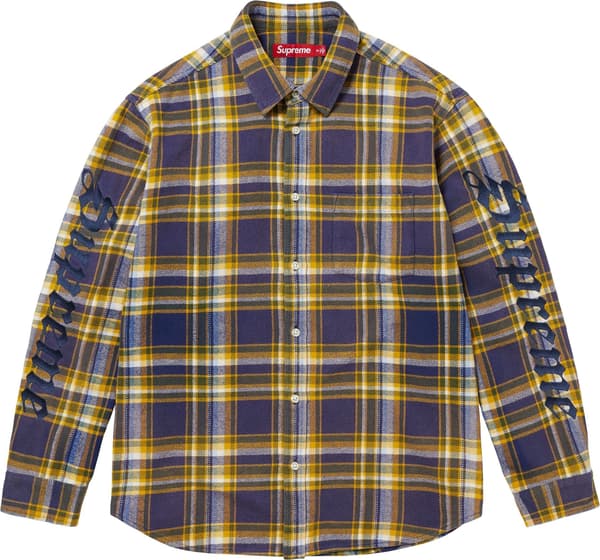 Supreme Old English Plaid Flannel Shirt - Navy (front)