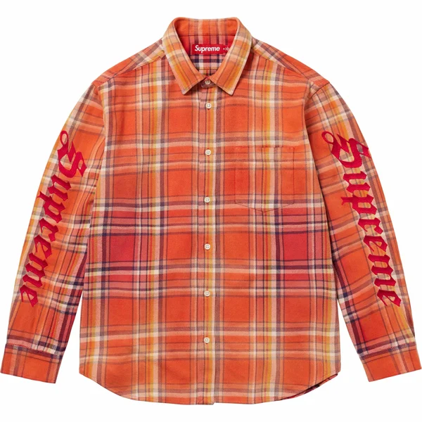 Supreme Old English Plaid Flannel Shirt - Orange (front)