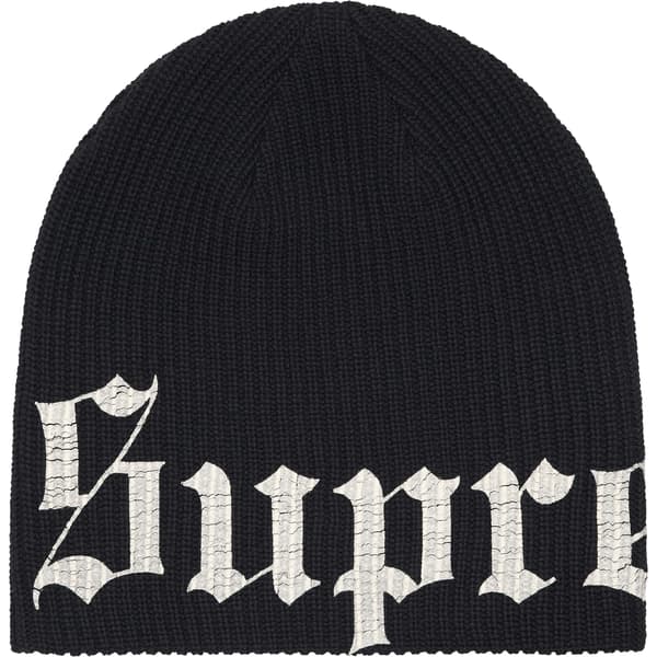 Supreme Old English Printed Beanie - Black (front)