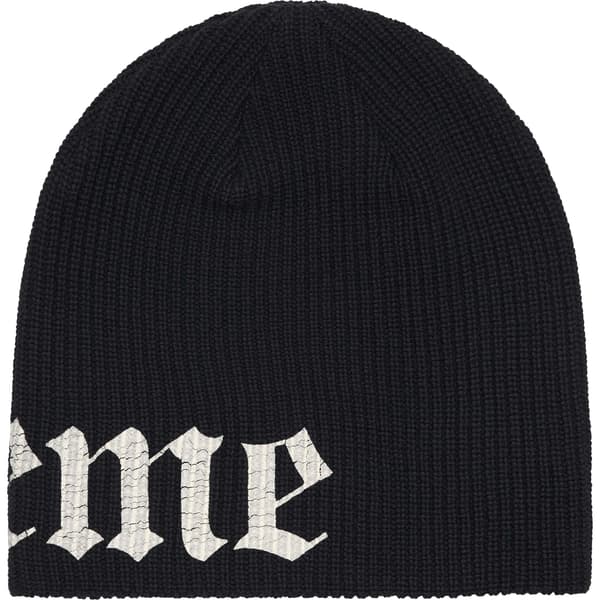 Supreme Old English Printed Beanie - Black (front)