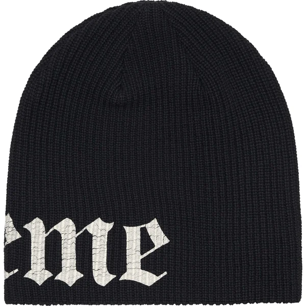 Supreme Old English Printed Beanie - Black (front)