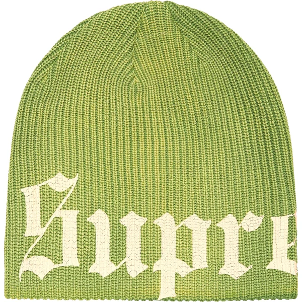 Supreme Old English Printed Beanie - Green (front)