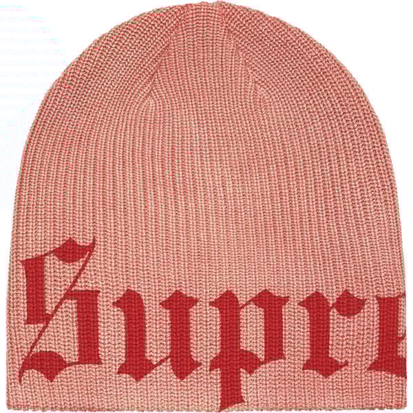 Supreme Old English Printed Beanie - Pale Red (front)