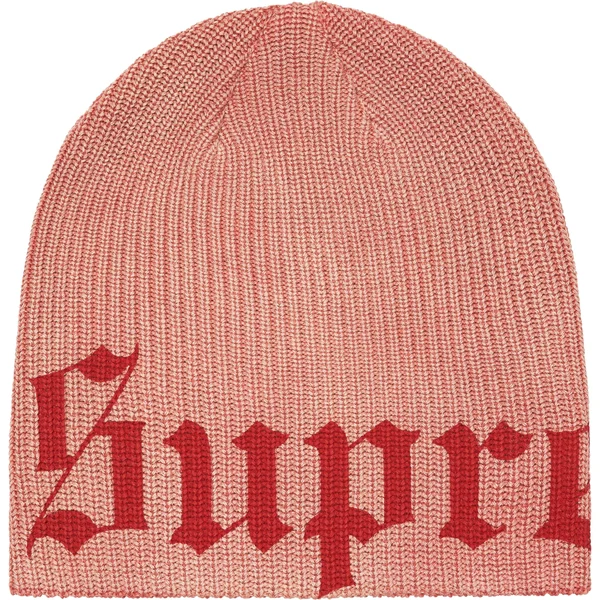 Supreme Old English Printed Beanie - Pale Red (front)
