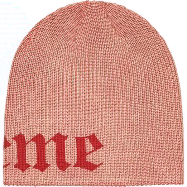 Supreme Old English Printed Beanie - Pale Red (front)