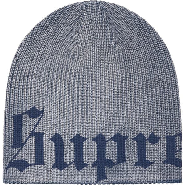 Supreme Old English Printed Beanie - Slate (front)