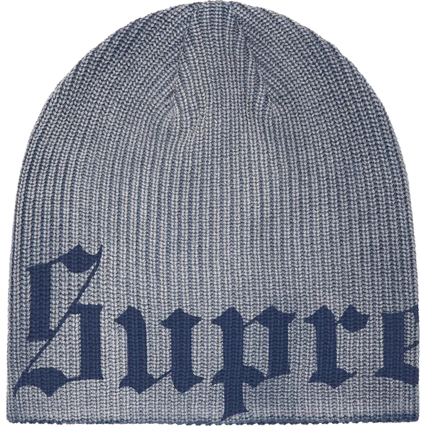 Supreme Old English Printed Beanie - Slate (front)