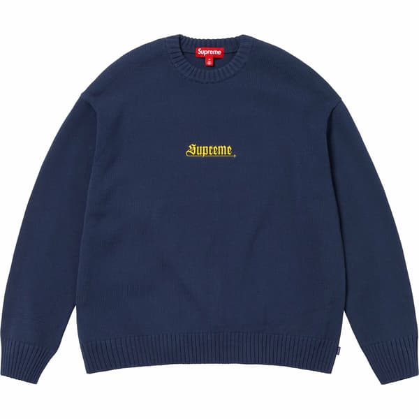 Supreme Old English Sweater - Navy (front)