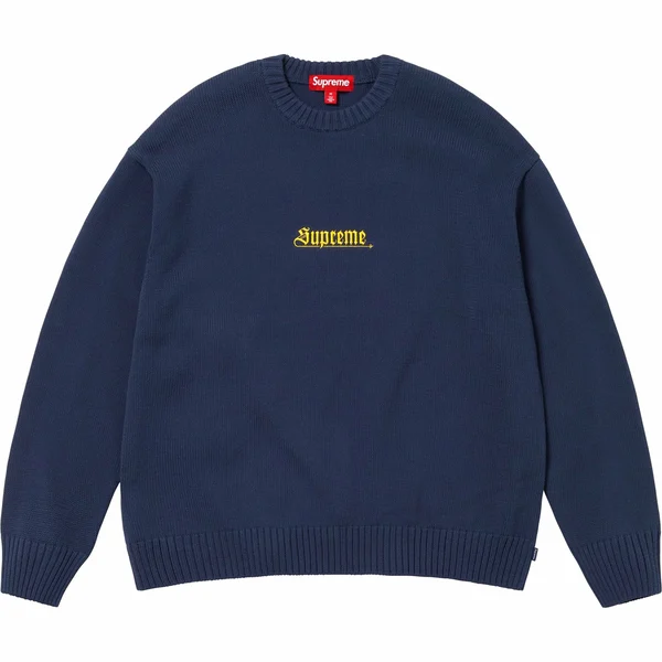 Supreme Old English Sweater - Navy (front)
