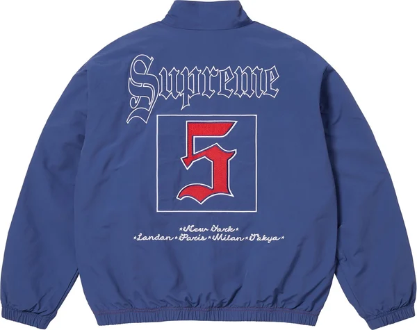 Supreme Old English Track Jacket - Light Navy (front)