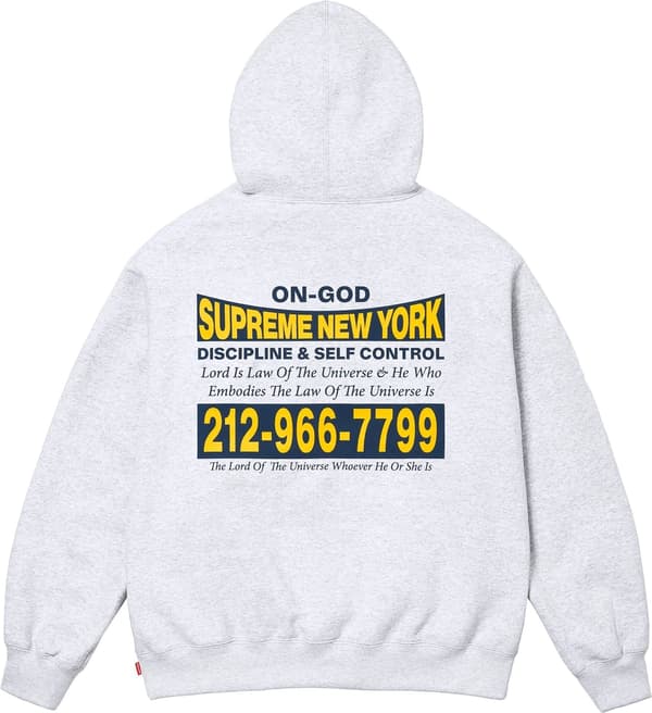 Supreme On God Hooded Sweatshirt - Ash Grey (front)