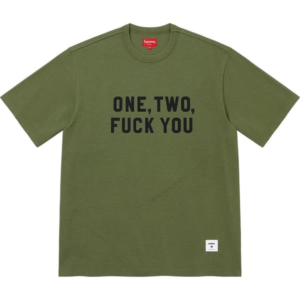 Supreme One Two Fuck You S/S Top - Olive (front)