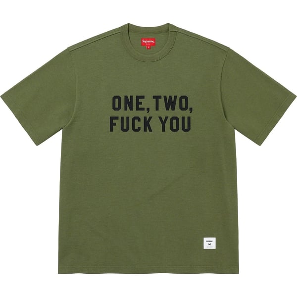 Supreme One Two Fuck You S/S Top - Olive (front)