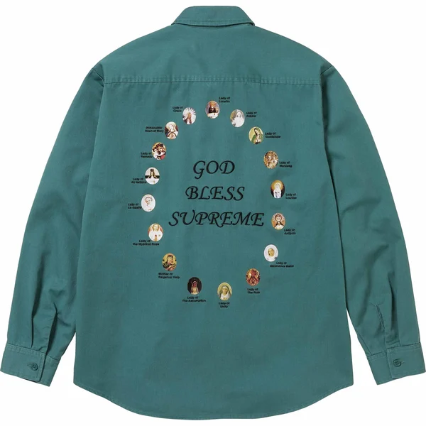 Supreme Our Lady Work Shirt - Work Green (front)
