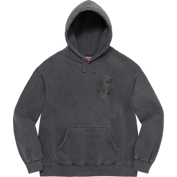 Supreme Overdyed S Logo Hooded Sweatshirt - Black (front)
