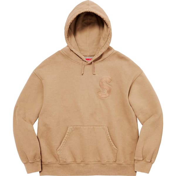 Supreme Overdyed S Logo Hooded Sweatshirt - Tan (front)