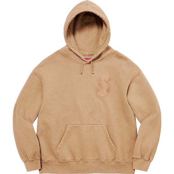 Supreme Overdyed S Logo Hooded Sweatshirt - Tan (front)