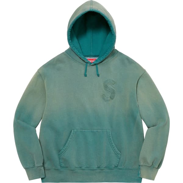 Supreme Overdyed S Logo Hooded Sweatshirt - Teal (front)