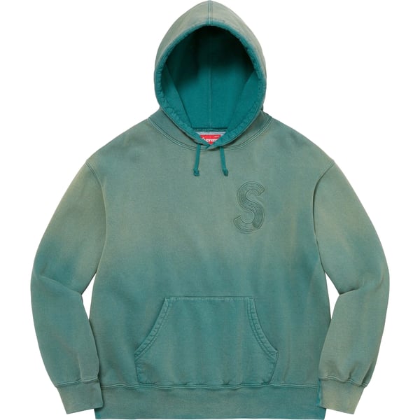 Supreme Overdyed S Logo Hooded Sweatshirt - Teal (front)
