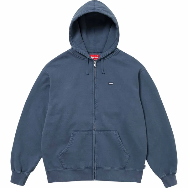 Supreme Overdyed Small Box Zip Up Hooded Sweatshirt - Dark Slate (front)