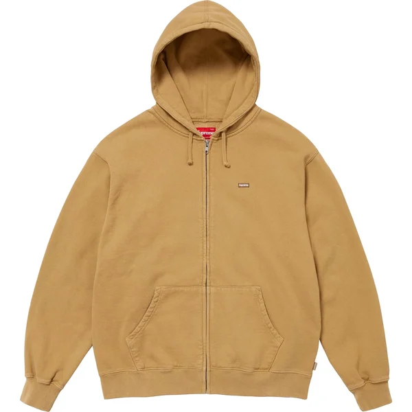 Supreme Overdyed Small Box Zip Up Hooded Sweatshirt - Sand (front)
