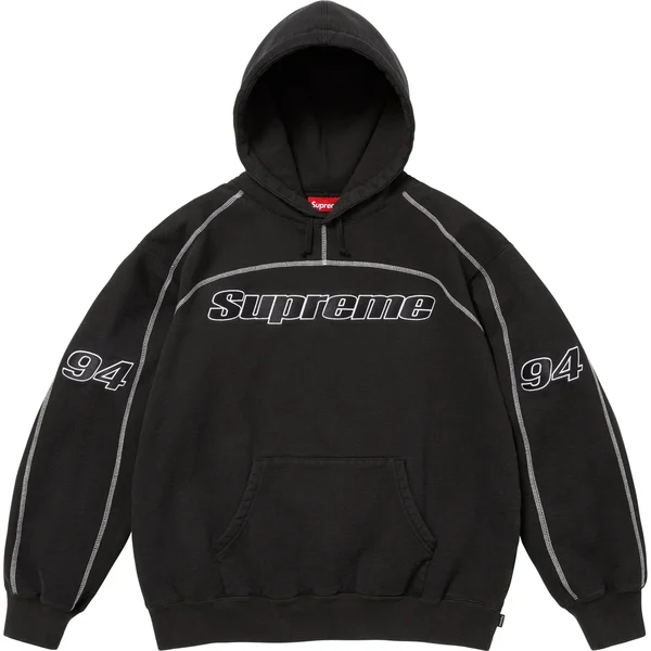 Supreme Overlock Hooded Sweatshirt - Black (front)