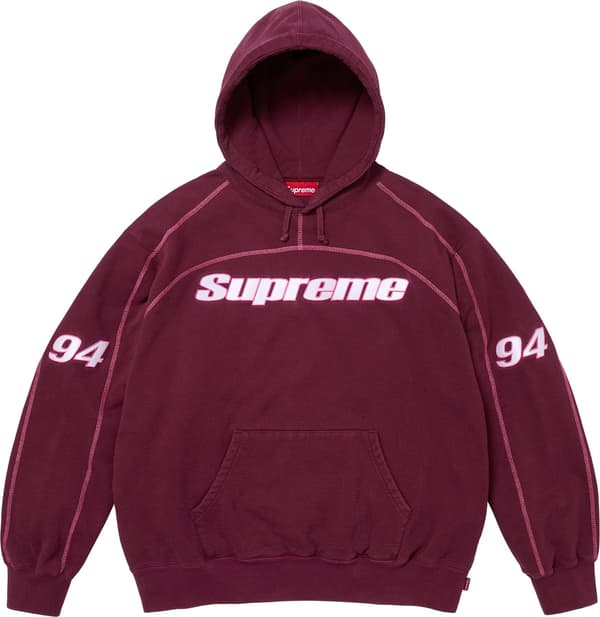 Supreme Overlock Hooded Sweatshirt - Burgundy (front)