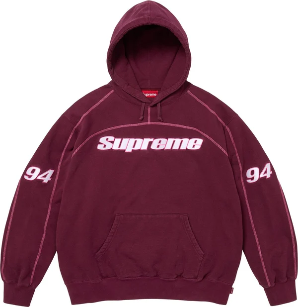 Supreme Overlock Hooded Sweatshirt - Burgundy (front)