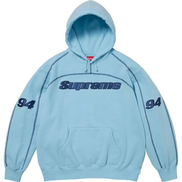 Supreme Overlock Hooded Sweatshirt - Light Blue (front)