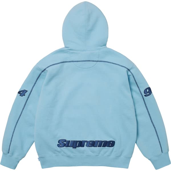 Supreme Overlock Hooded Sweatshirt - Light Blue (front)