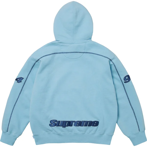 Supreme Overlock Hooded Sweatshirt - Light Blue (front)