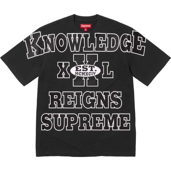 Supreme Overprint Knowledge S/S Top - Black (front)