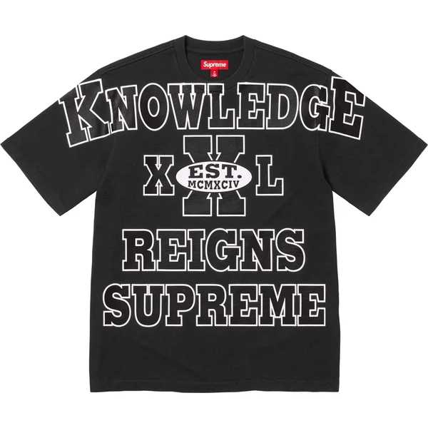 Supreme Overprint Knowledge S/S Top - Black (front)
