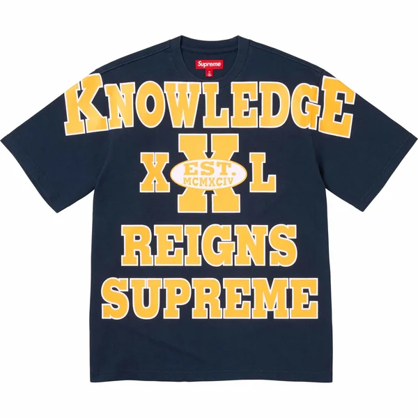 Supreme Overprint Knowledge S/S Top - Navy (front)