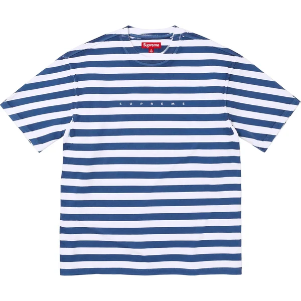 Supreme Overprint Stripe S/S Top - Navy (front)